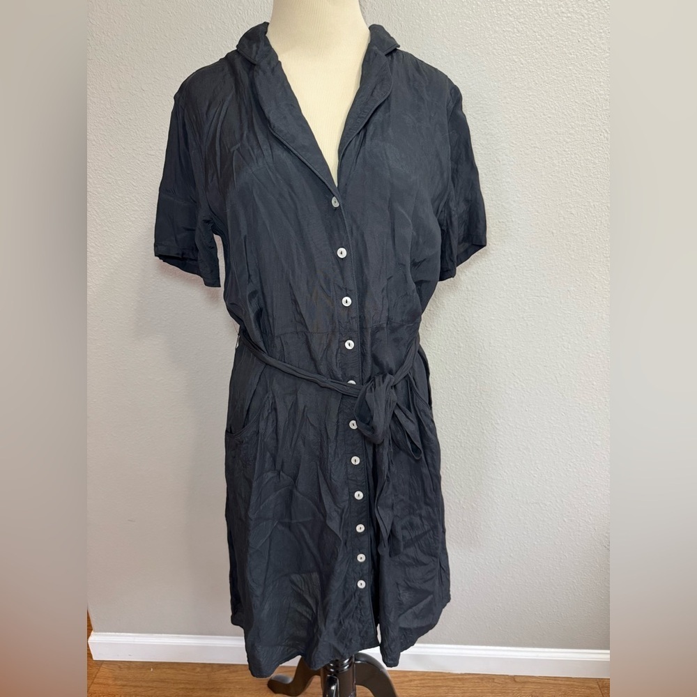 ModCloth black button down shirt tie-up dress size medium